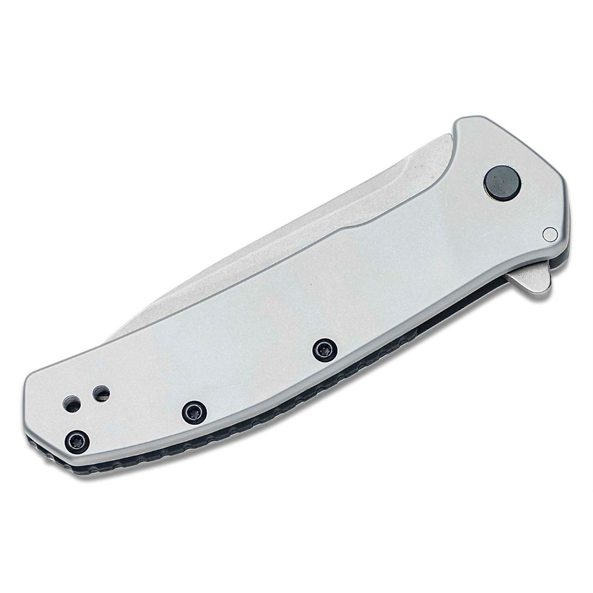 Kershaw Outcome Folding Knife — 2.8in. Stonewashed Blade, Stainless Steel Handle, Model# KER2044